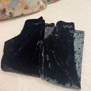 2 Pair Girls Old Navy Black and Green Velvet Leggings